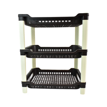 Wukusy Apex Big 3-tier plastic storage rack for home and kitchen organization, with multiple compartments for versatile use.