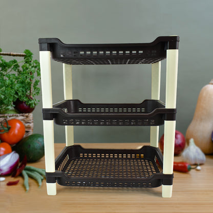 Wukusy Apex Big 3-tier plastic storage rack for home and kitchen organization, with multiple shelves for versatile use