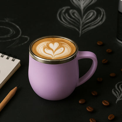 Set of six Wukusy Apex Chit-chat double-wall stainless steel mugs, 200ml each, for home and kitchen use.