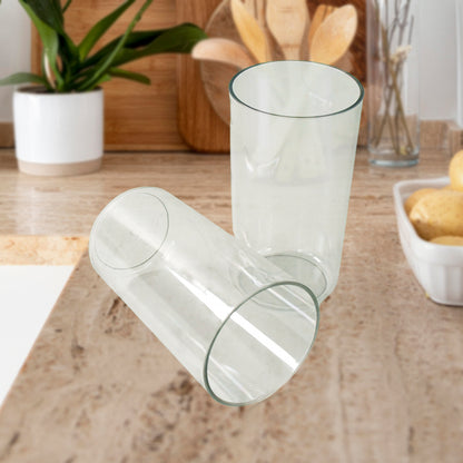 Six-piece Wukusy Apex clear plastic tumbler glass set, unbreakable home and kitchen drinkware with a modern design.