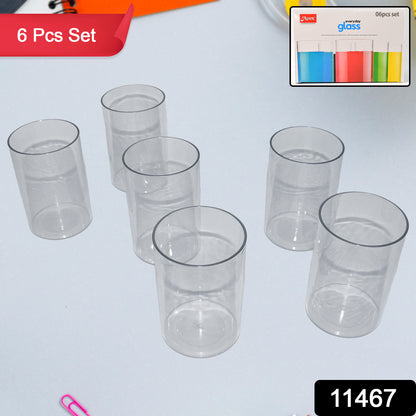 Set of 6 lightweight, unbreakable plastic glasses from Wukusy Apex Everyday collection for home and kitchen use