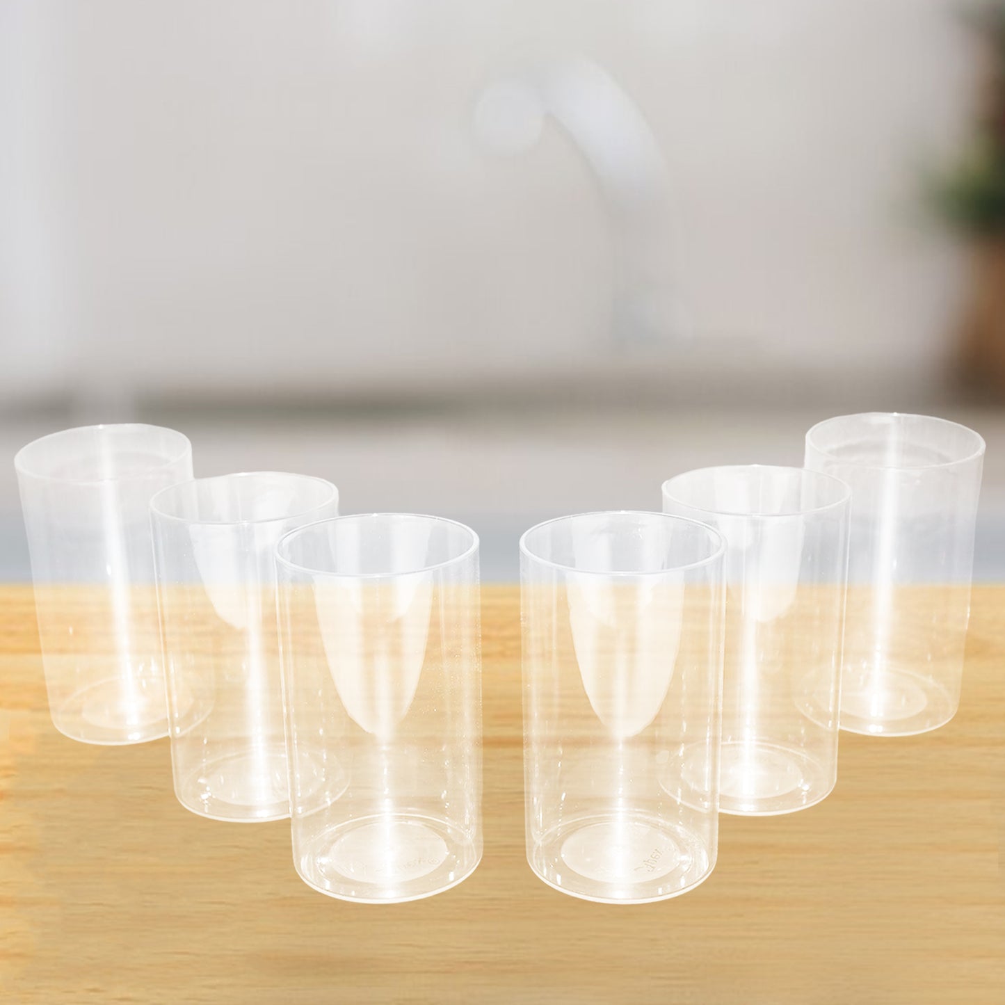 Wukusy Apex Everyday Plastic Glass Set of 6, lightweight and unbreakable, ideal for home and kitchen use