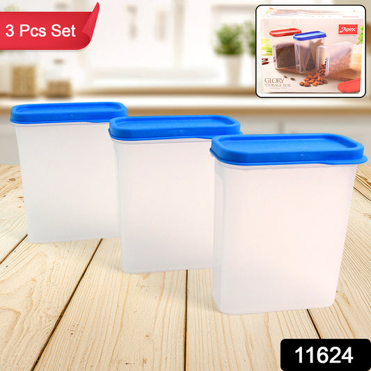 Wukusy Apex Glory 3-piece food storage container set with clear lids and stackable design for kitchen organization
