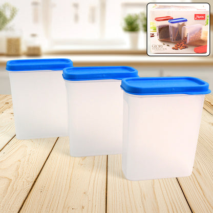 Wukusy Apex Glory 3-piece food storage container set for kitchen organization, with clear lids and stackable design.