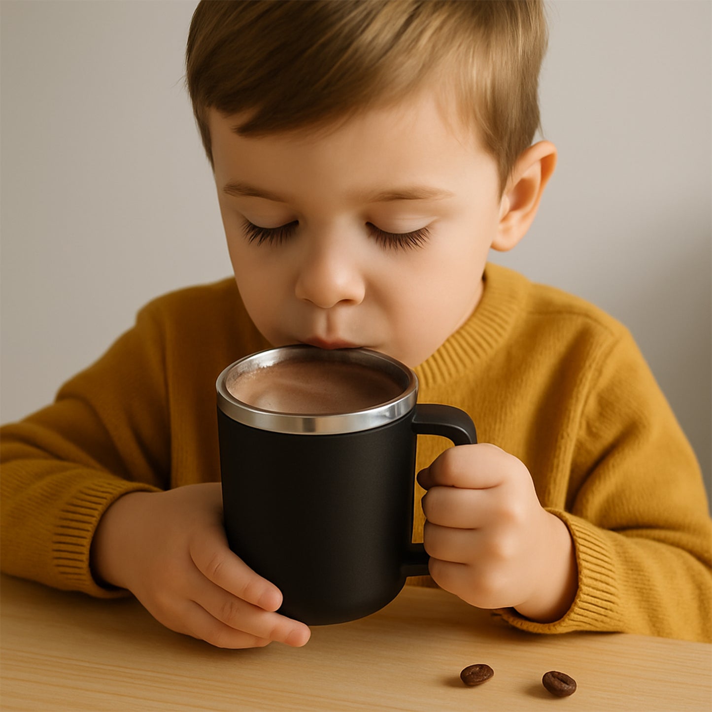 Wukusy Apex Happy Mug, 400ml ceramic coffee mug with a cheerful design, suitable for home and kitchen use