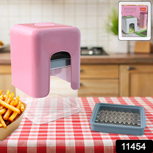 Wukusy Apex Heavy Duty Potato Chipser and Vegetable Chopper with dual blades for efficient slicing in the kitchen.