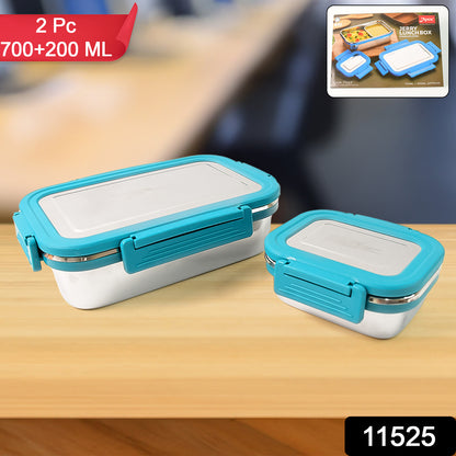 Wukusy Apex Jerry lunch box set with two stainless steel food containers, 700ml and 200ml, ideal for home and kitchen use.