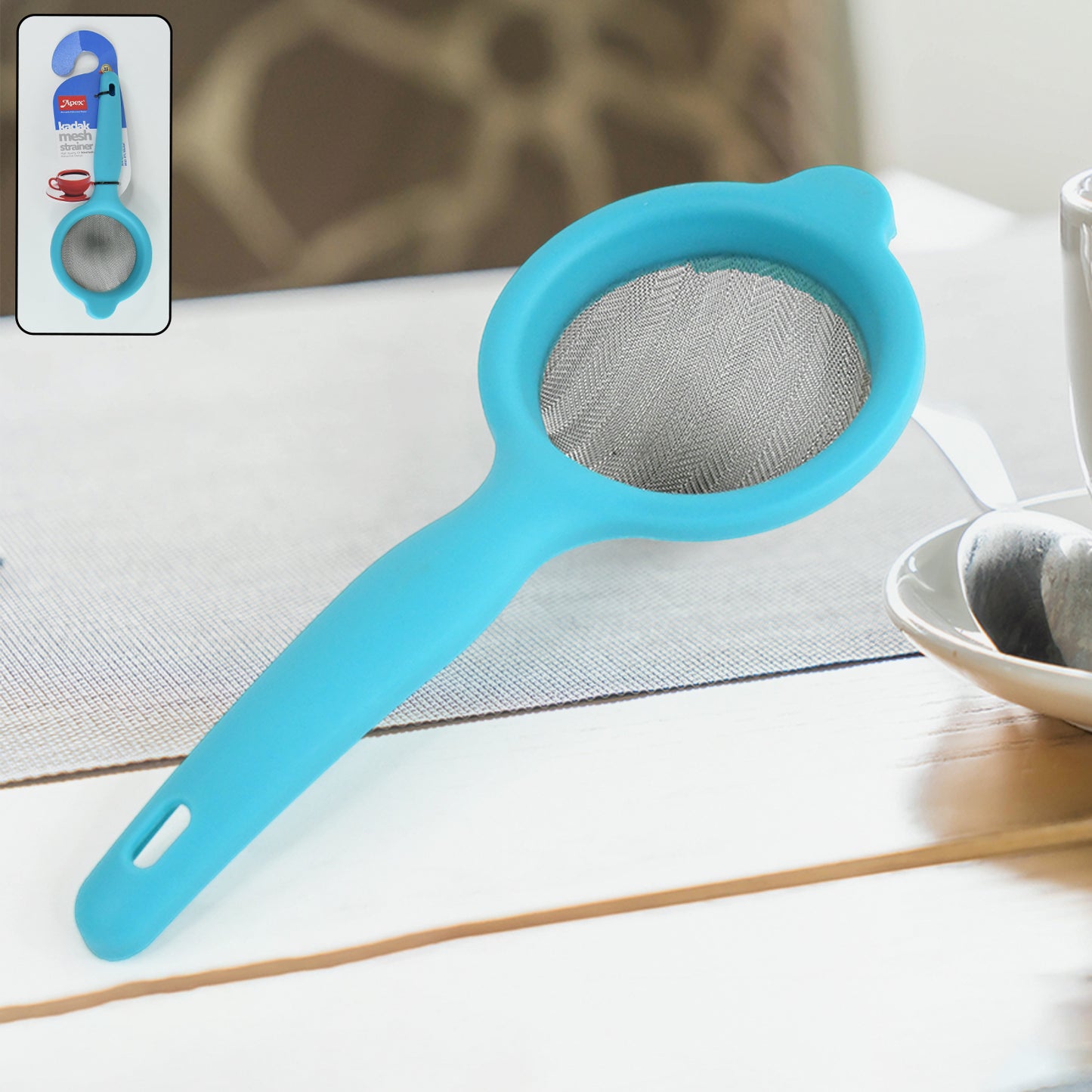 Wukusy Apex Kadak Mesh Strainer with stainless steel wiremesh, ideal for kitchen straining and food preparation.