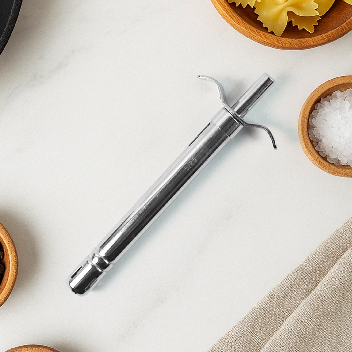 Wukusy Apex Majestic stainless steel gas lighter for home and kitchen use, featuring a sleek, durable design and easy ignition.