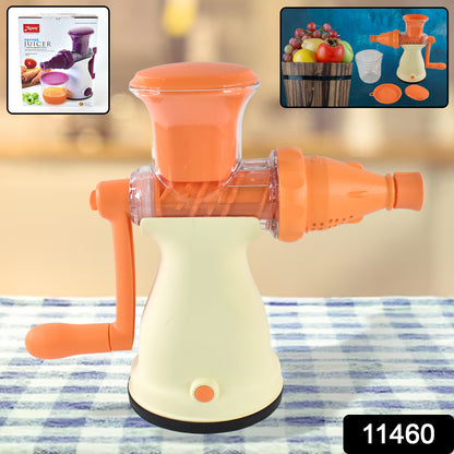 Wukusy Apex manual carrot and fruit juicer with a glass container, heavy-duty design, suitable for home kitchen use
