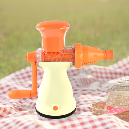 Wukusy Apex manual carrot and fruit juicer with glass, heavy-duty kitchen tool for fresh juice extraction.