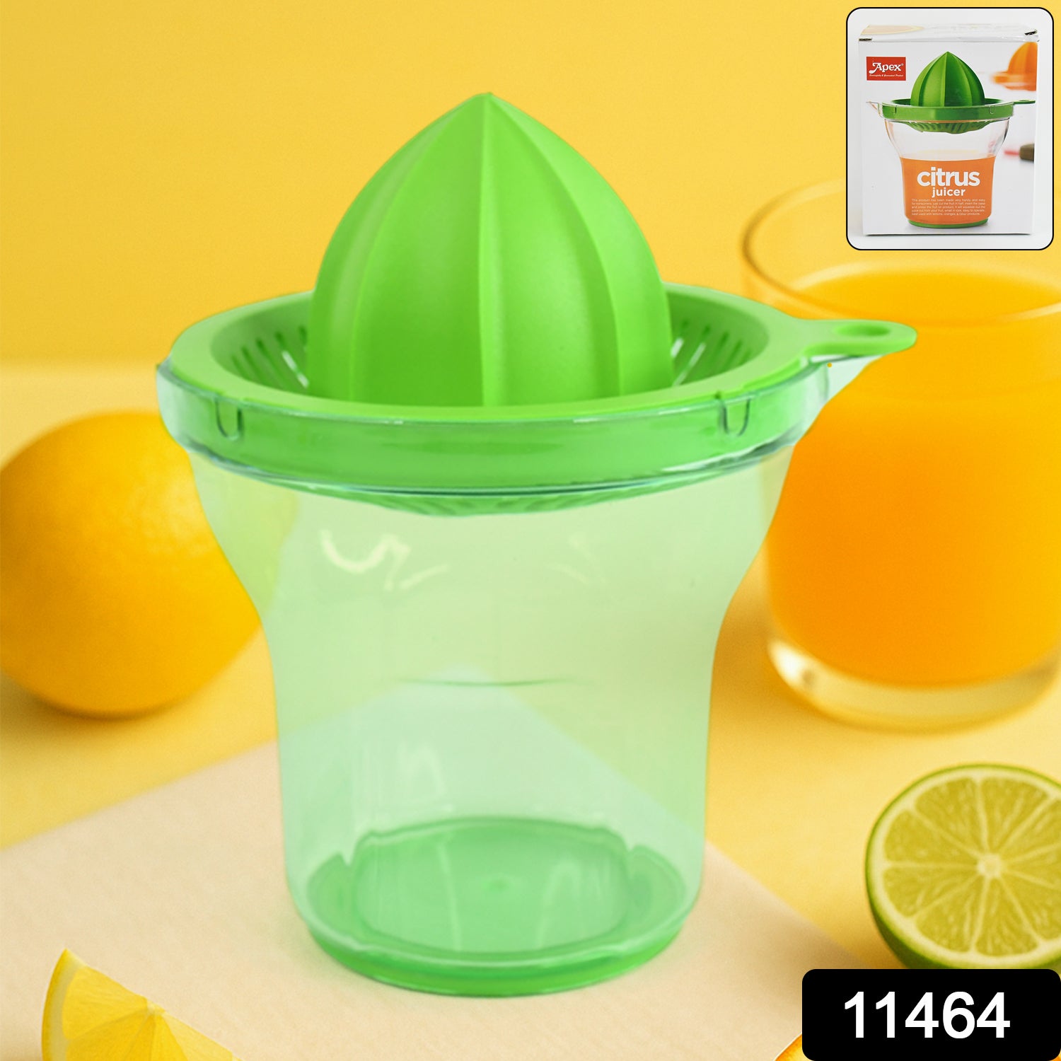 Wukusy Apex manual citrus juicer on kitchen counter, showing its hand-operated design for fresh juice extraction.