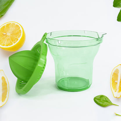 Wukusy Apex Manual Citrus Juicer in white with orange handle for fresh juice extraction in home kitchen.