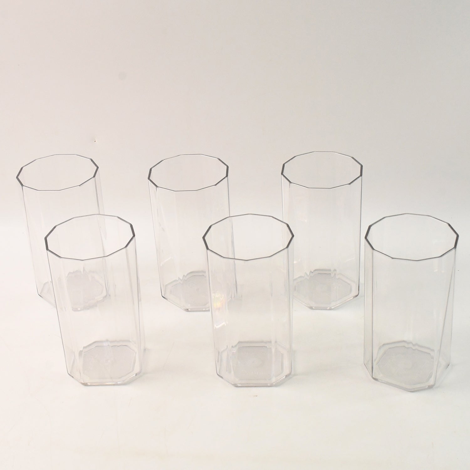 Set of six Wukusy Apex Merino N glass drinking glasses, unbreakable plastic, 300ml capacity, for home and kitchen use