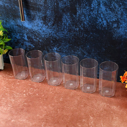 Set of 6 Wukusy Apex Merino N glass unbreakable plastic drinking glasses, 300ml each, for home and kitchen use.
