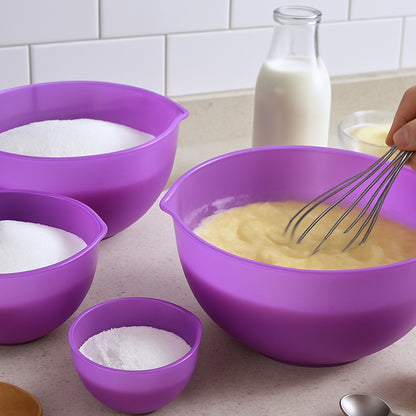 Set of three Wukusy Apex Mix Measure Prep Bowls for kitchen use, featuring clear measurement markings and durable plastic construction.