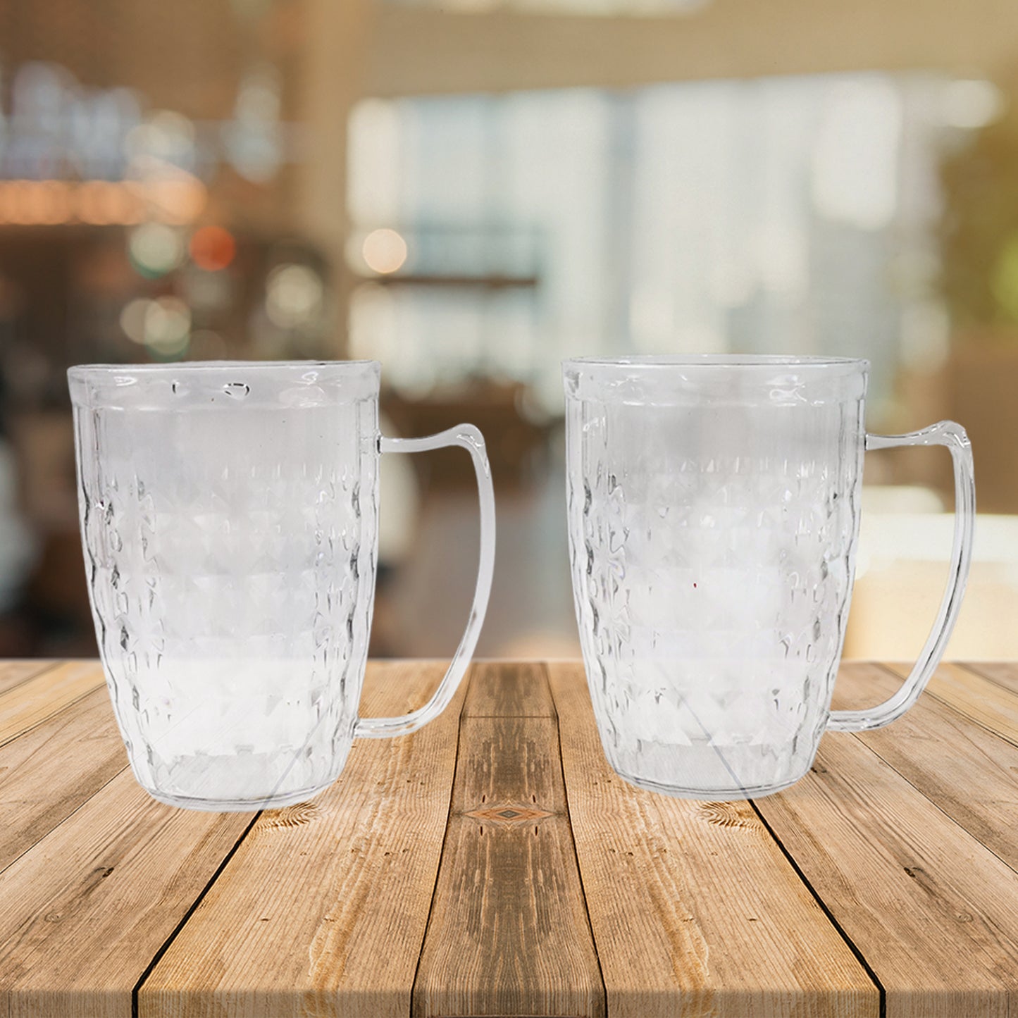 Set of two Wukusy Apex Mocktail Mug Glasses, 400 ml each, perfect for serving drinks in a stylish home and kitchen setting.