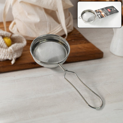 Wukusy Apex Morning stainless steel tea and coffee strainer for home brewing, with fine mesh for filtering tea leaves and coffee grounds.