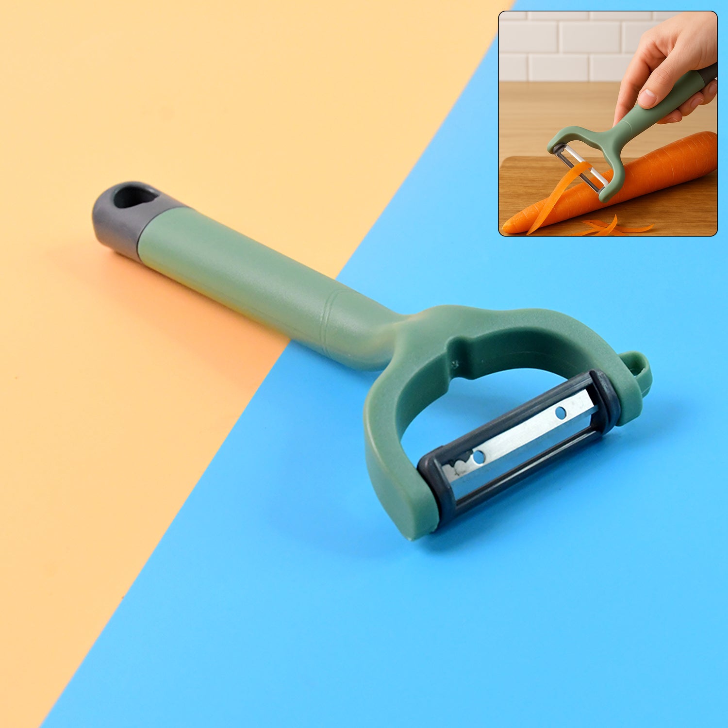 Wukusy Apex Premium ergonomic vegetable and fruit peeler, designed for easy peeling of produce in home kitchen.