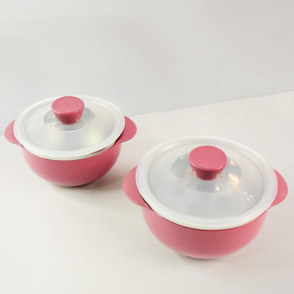 Wukusy Apex Premium plastic serving bowl set with lids, 2-piece, clear durable bowls for kitchen and dining use.