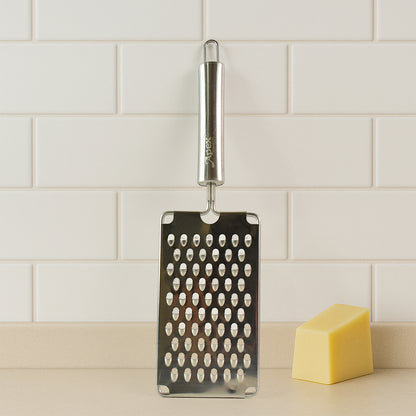 Wukusy Apex Premium stainless steel vegetable grater for kitchen, with multiple grating surfaces for cheese, vegetables, and more.