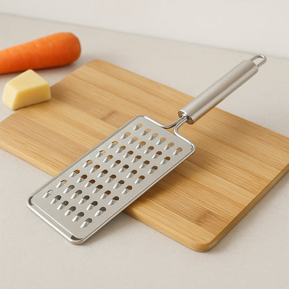 Wukusy Apex Premium stainless steel vegetable grater for kitchen use, featuring multiple grating surfaces and a sturdy handle.