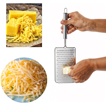 Wukusy Apex premium stainless steel vegetable grater for kitchen use, featuring a sturdy handle and sharp grating surface.