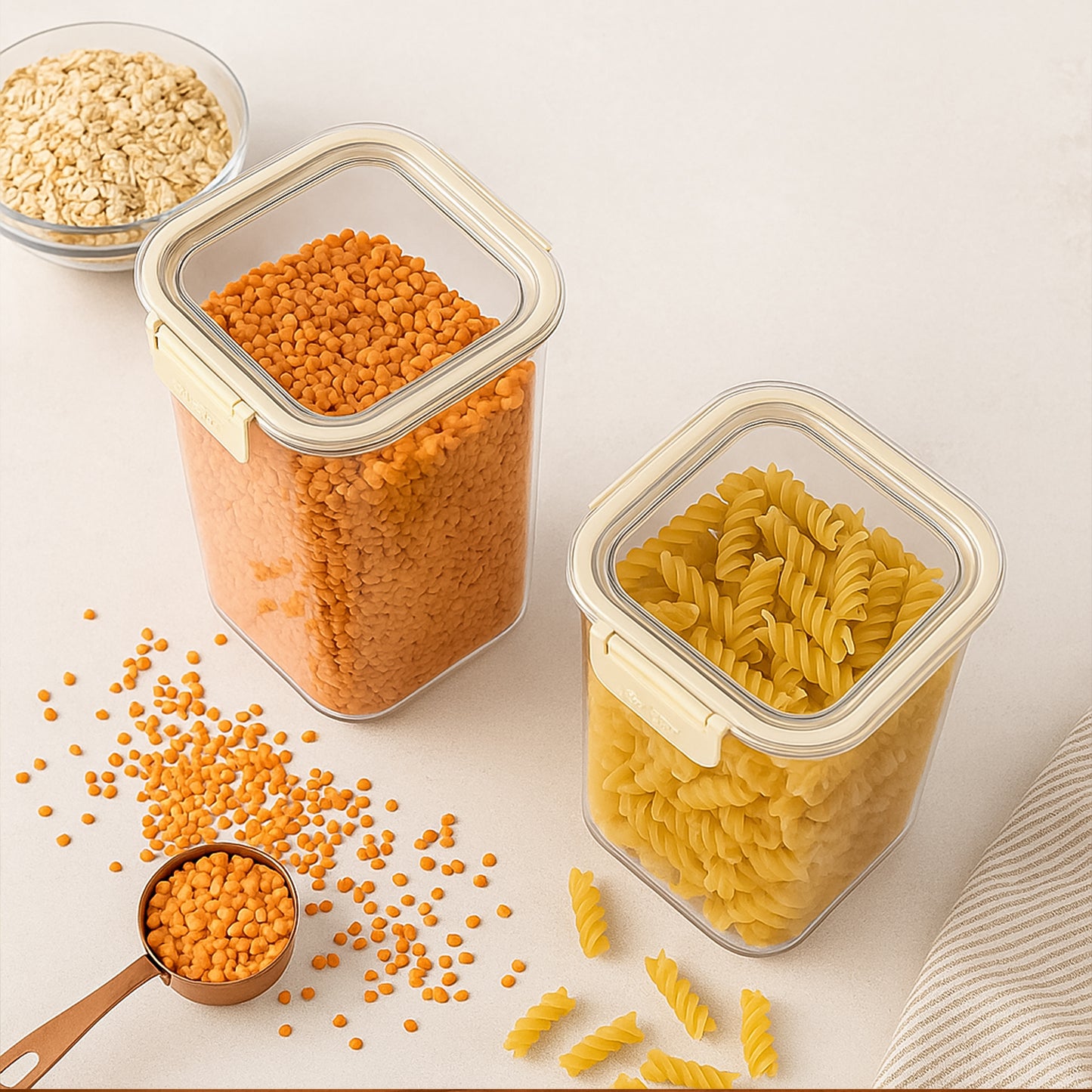 Wukusy Apex Press N Lock airtight kitchen storage container set with two 1400ml containers for food organization.