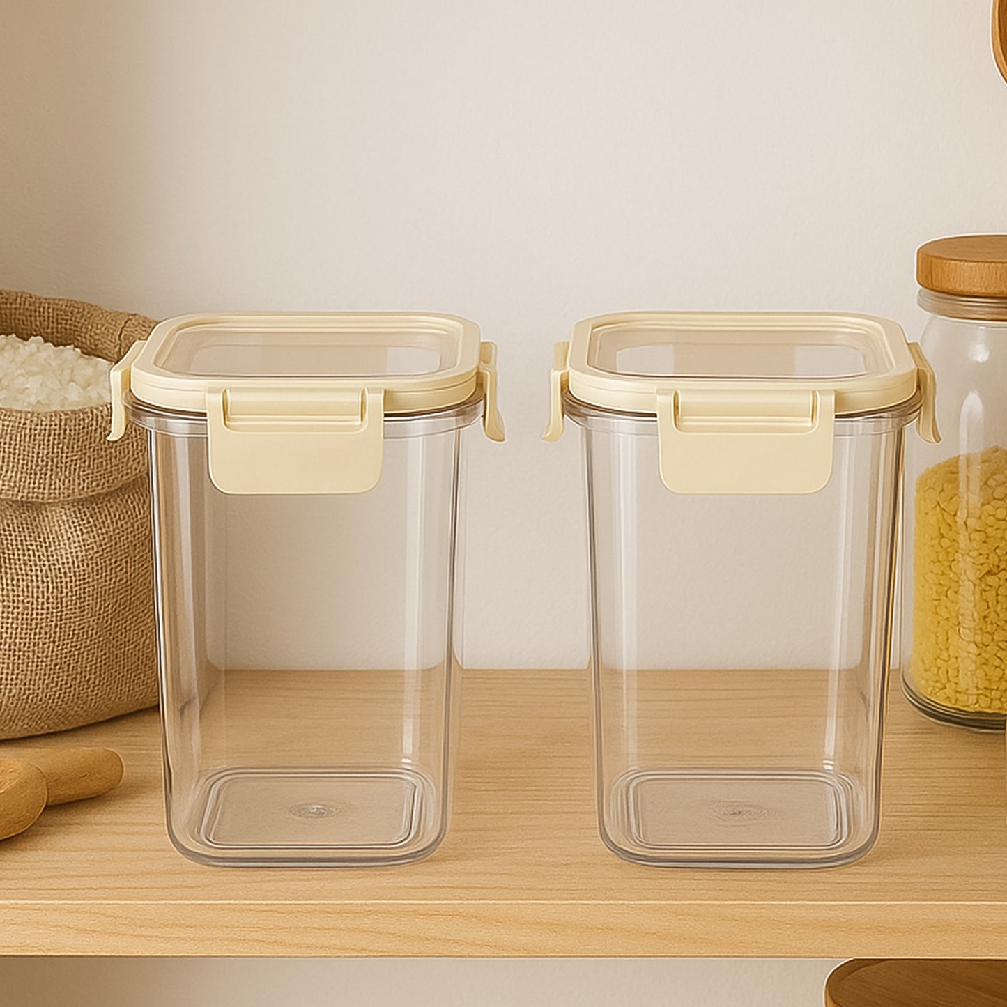 Wukusy Apex Press N Lock airtight kitchen storage container set, 2-piece, 1400ml capacity for food storage and organization.