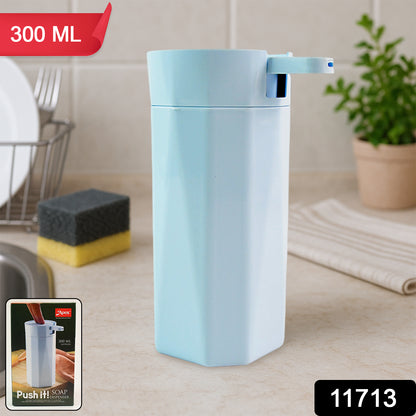 Wukusy Apex Push It Soap Dispenser in 300ml black plastic with pump for kitchen or bathroom use.