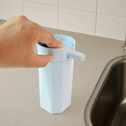 Wukusy Apex Push It soap dispenser in white, 300ml capacity, desktop kitchen or bathroom accessory with push button pump.