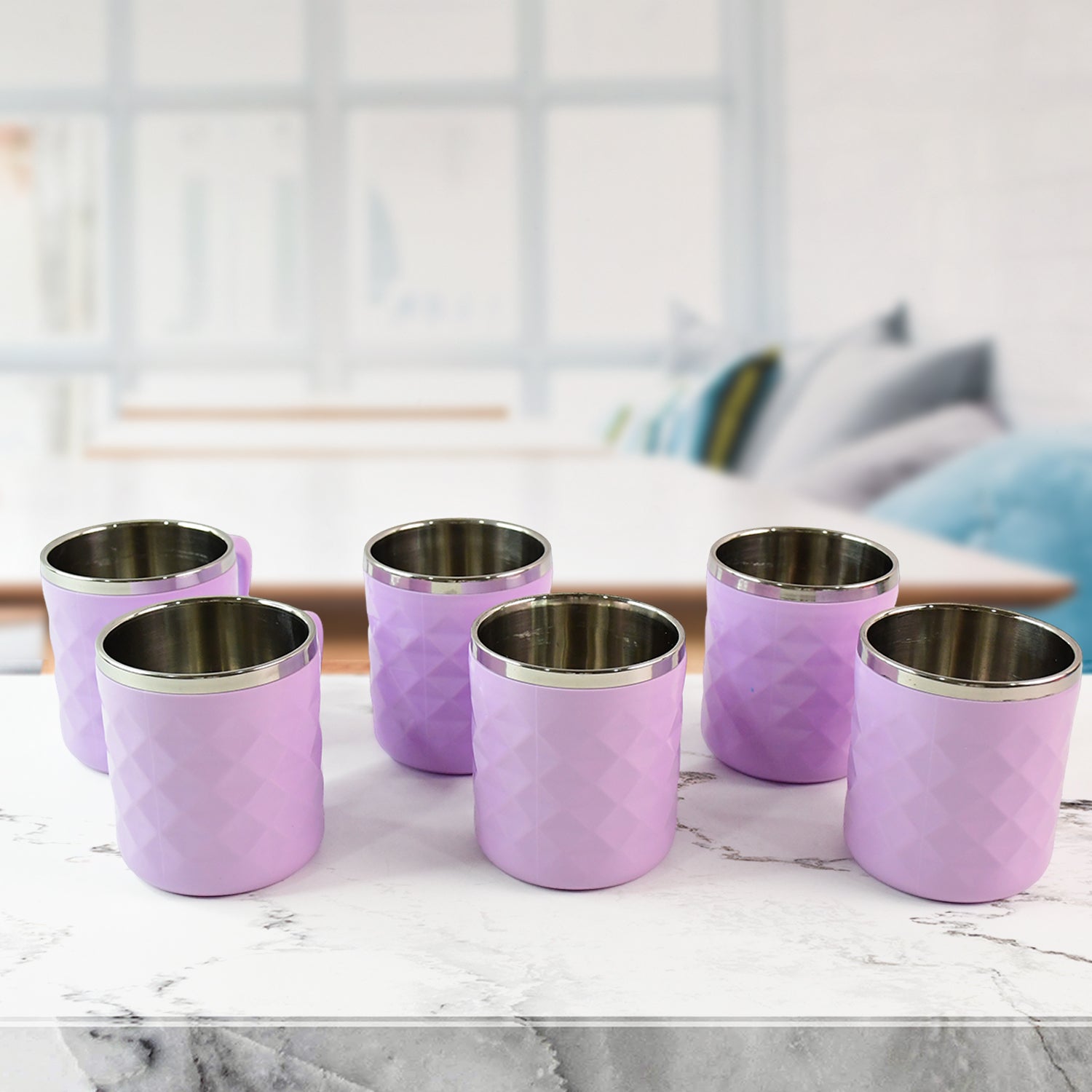 Set of six Wukusy Apex Silika tea cups, approximately 200 ml each, made of durable silica material for home and kitchen use.