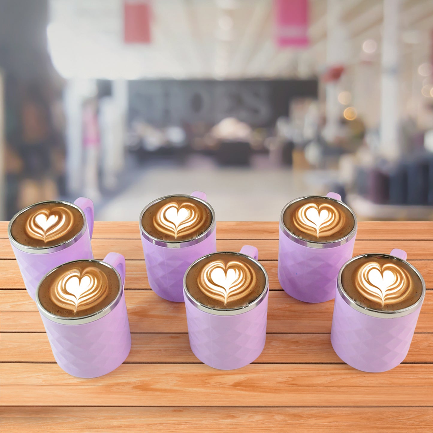 Set of six Wukusy Apex Silika tea cups, approximately 200ml each, made of durable glass for home and kitchen use.