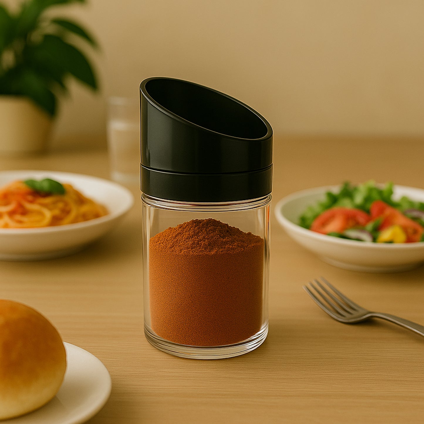 Wukusy Apex Slant-lid Kitchen Storage Jar Set of 2 for organizing spices, grains, or dry goods in the kitchen.