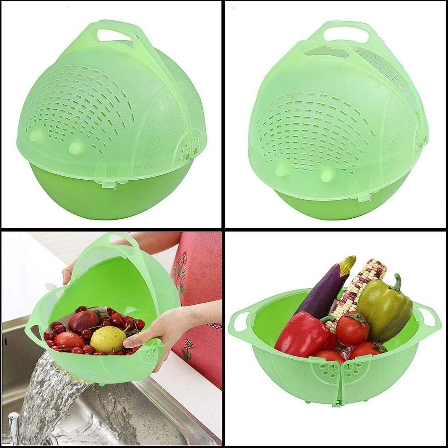 Wukusy Apex Smart Basket 3-in-1 multiuse fruit and vegetable bowl in mixed colors for home and kitchen use