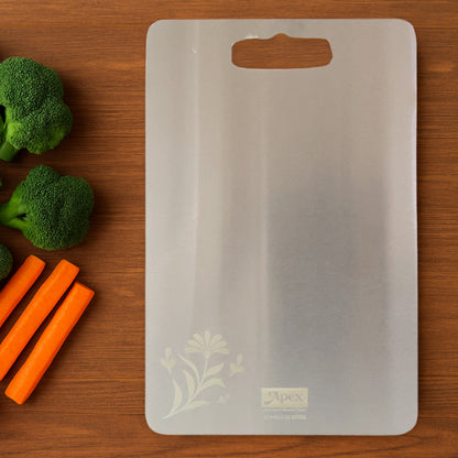 Wukusy Apex stainless steel small chopping and cutting board, 210x320mm, designed for versatile kitchen use.