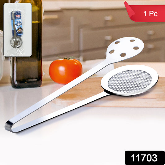 Wukusy Apex stainless steel skimmer serving tongs for kitchen, featuring a sleek design for precise food handling and serving.