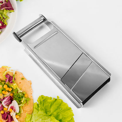Wukusy Apex stainless steel 2-in-1 slicer for home and kitchen, featuring adjustable blades for versatile slicing tasks.