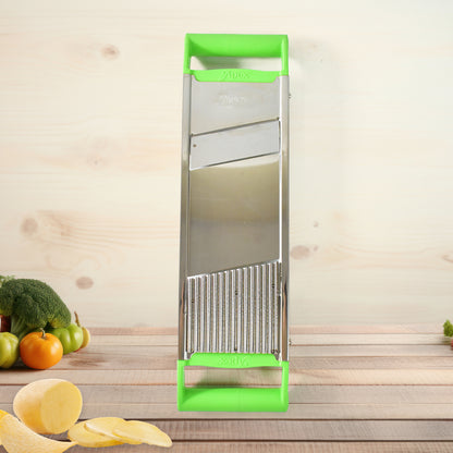 Wukusy Apex stainless steel 2-in-1 vegetable slicer for home and kitchen use, featuring multiple slicing and julienne options.