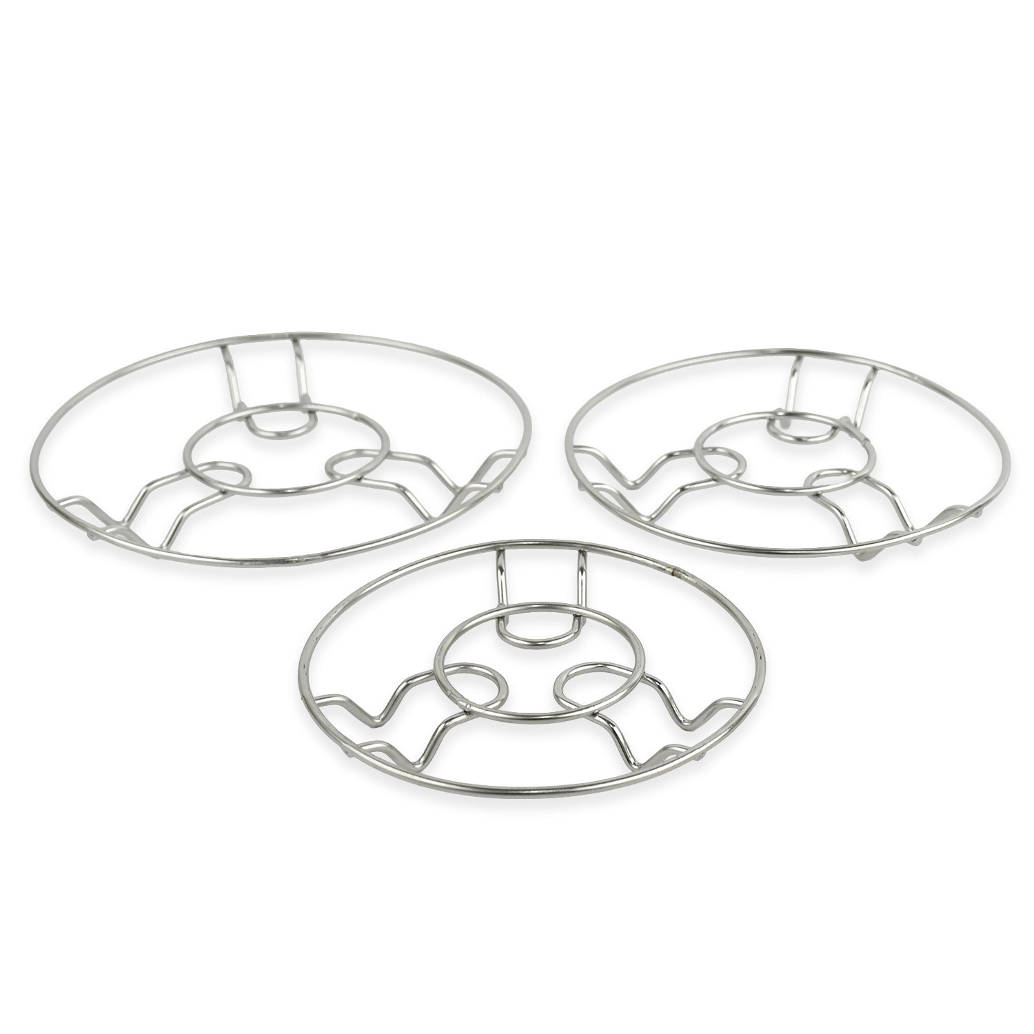 Set of 3 Wukusy Apex stainless steel wire hotmate trivets for hot cookware, durable and heat-resistant kitchen accessories.