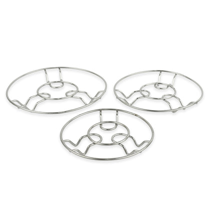 Set of 3 Wukusy Apex stainless steel wire hotmate trivets for hot cookware, durable and heat-resistant kitchen accessories.