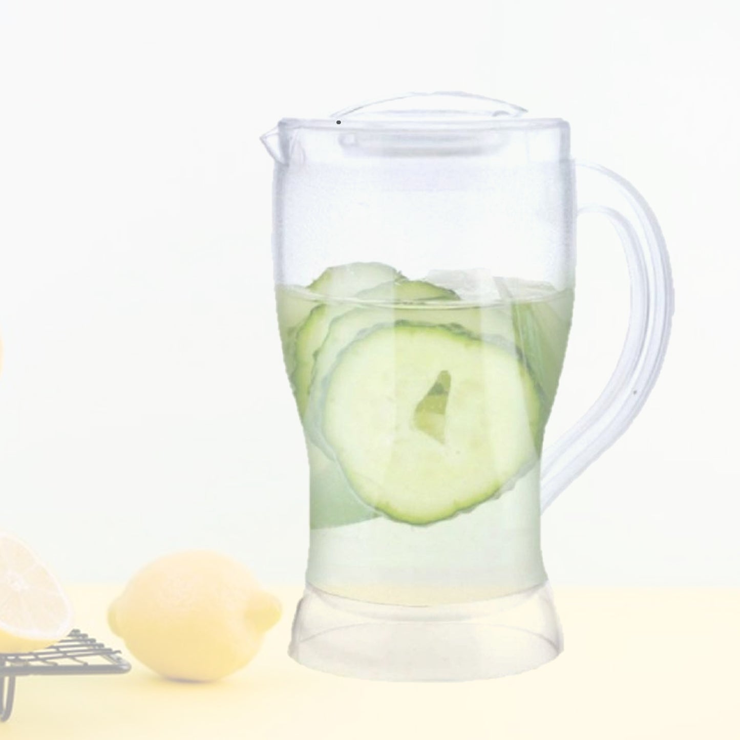 Wukusy Apex unbreakable lemon jug, 1200 ml capacity, durable plastic container for lemon juice or beverages in home kitchen setting.