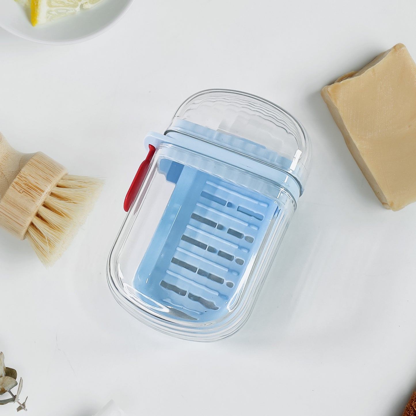 Wukusy Apex unbreakable travel soap case with secure lock, durable plastic container for toiletries, compact and travel-friendly.