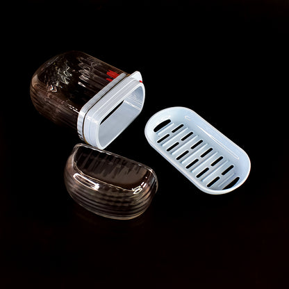 Wukusy Apex unbreakable travel soap case with secure lock, durable plastic container for bathroom or travel use.