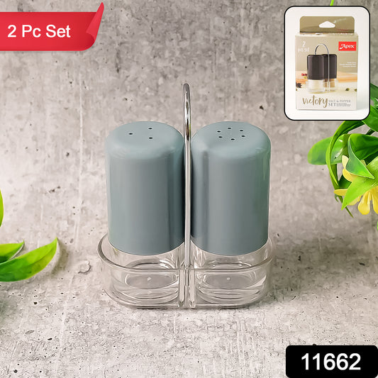 Wukusy Apex Victory Salt and Pepper Dispenser Set, 2-piece acrylic seasoning shakers for kitchen use.