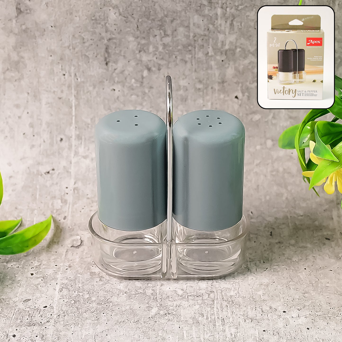 Wukusy Apex Victory salt and pepper dispenser set, 2 acrylic shakers for seasoning, kitchen home & kitchen decor.
