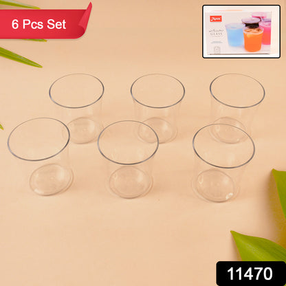 Set of 6 Wukusy Apex Welcome plastic glasses for daily use, clear durable drinking glasses for home kitchen use