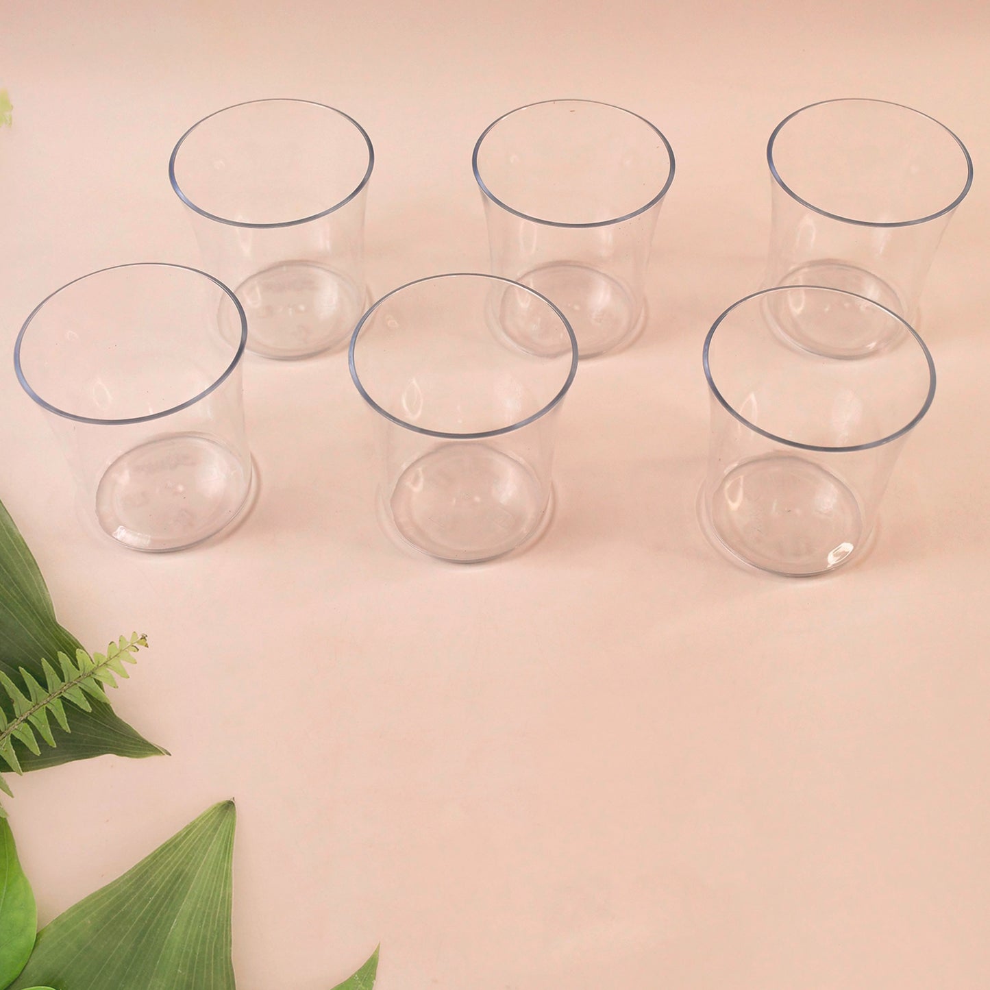 Set of six Wukusy Apex Welcome plastic glasses for daily use, featuring clear, durable design for home and kitchen use.