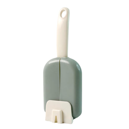 Wukusy automatic open-close kitchen rice spoon holder with dust cover, mounted on a wall, in a home kitchen setting.