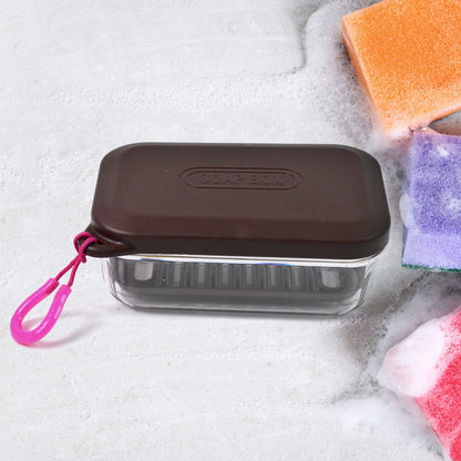 Wukusy travel plastic soap box with lid, compact bathroom storage container for soap or small toiletries.
